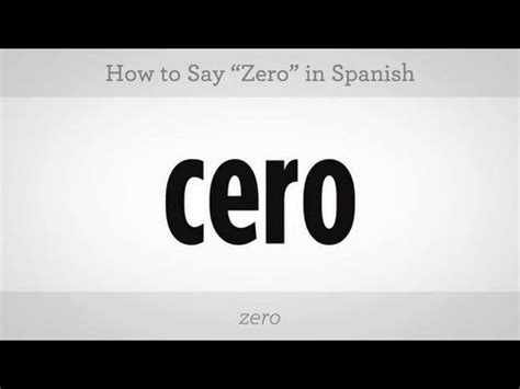 How Do You Say 0 In Spanish .